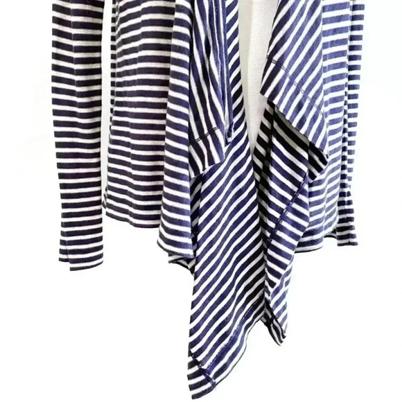 J. Crew Navy White Stripe Preppy Career Open Front Waterfall Cardigan Size Small - Picture 4 of 4